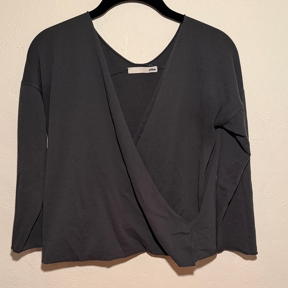 Charcoal Wrap Blouse